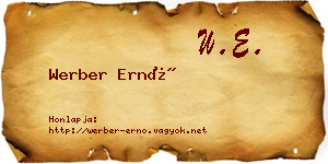 Werber Ernő névjegykártya